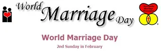 World Marriage Day banner with hearts and rings