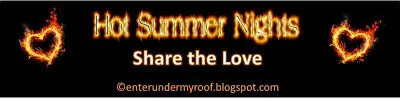 Hot Summer Nights banner with flaming hearts