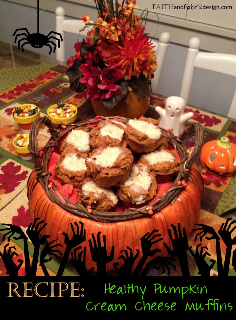 Healthy Pumpkin Muffins with Cream Cheese for Halloween or Thanksgiving