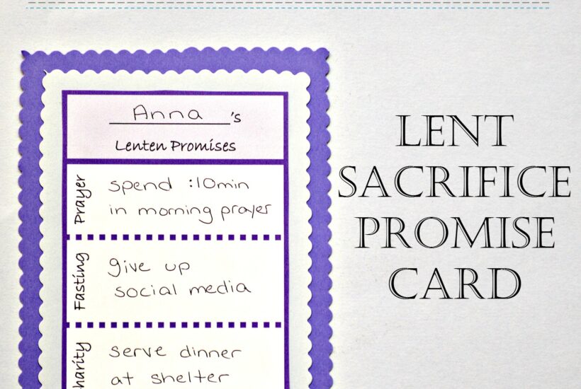 Faith and Fabric - Lent Promise Card for Kids 2