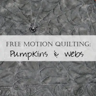 Free motion quilting spiderweb with stitched spider
