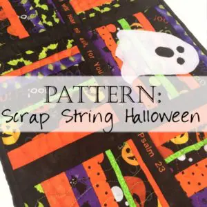Halloween scrap string quilt with ghost applique