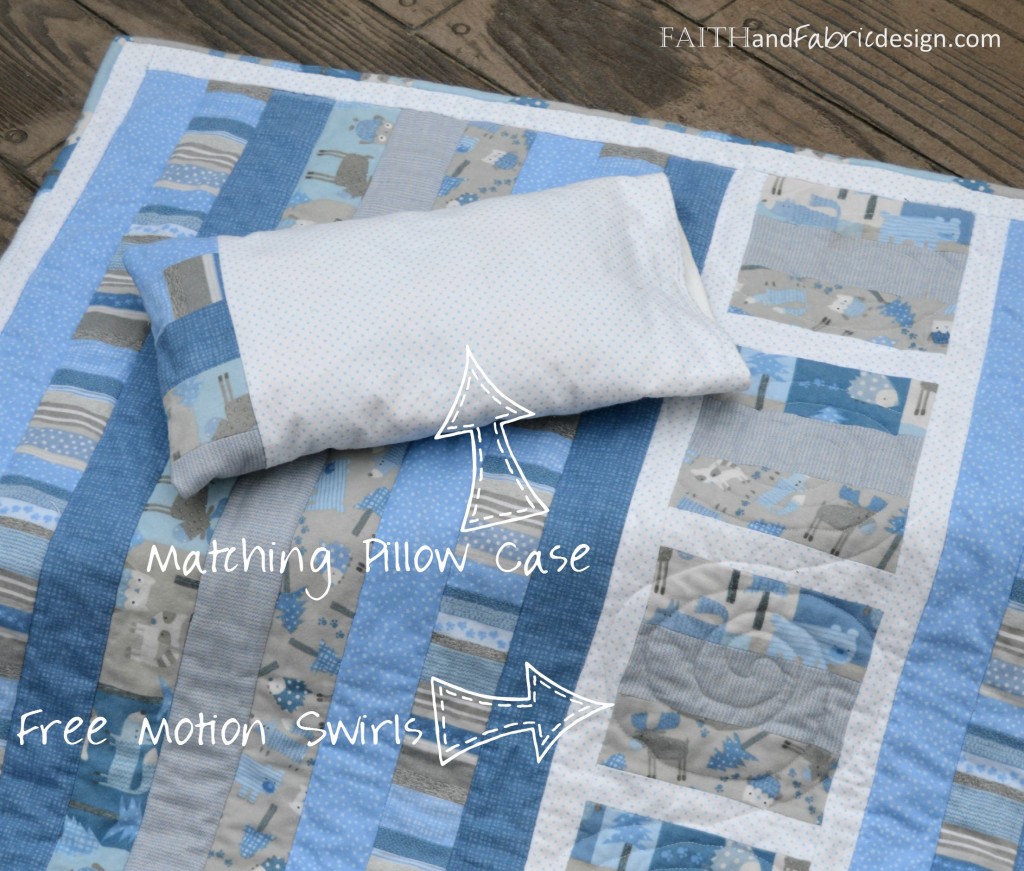 Preschool Jellyroll Quilt with Matching Pillowcase