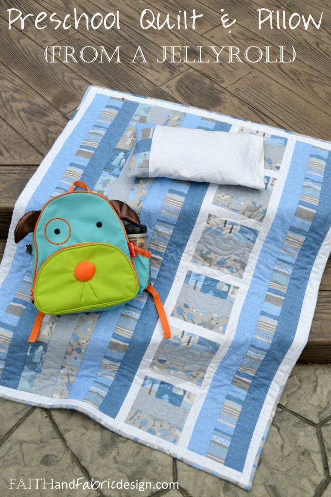 Preschool Jellyroll Quilt with Matching Pillowcase