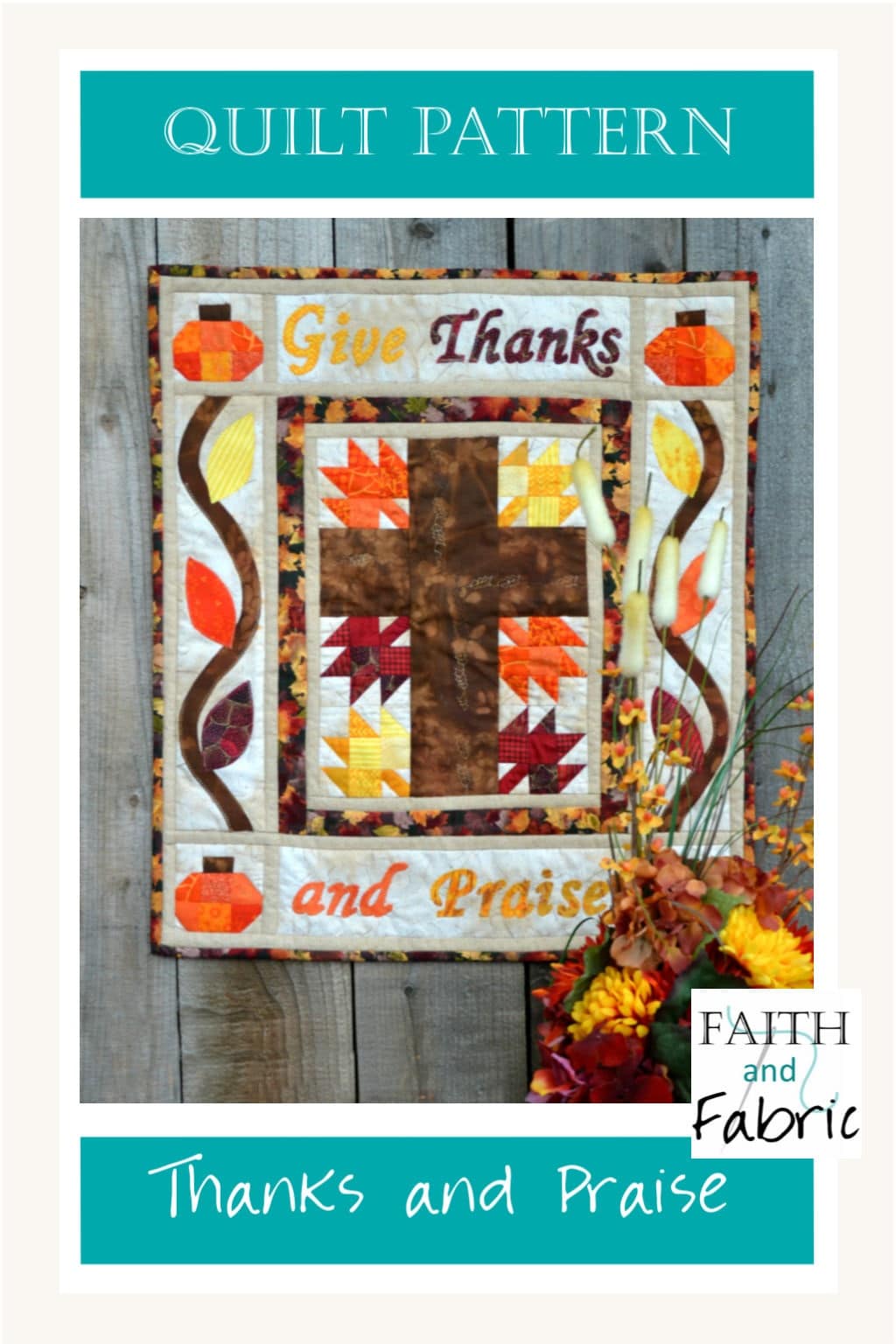 This Christian cross quilt celebrates all that we have to be thankful for! The warm colors in this Thanksgiving quilt pattern bring the fall indoors, and the cross quilt pattern is the perfect wall hanging size. Pattern designed by Faith and Fabric.