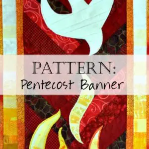 Pentecost banner quilt with dove and flames