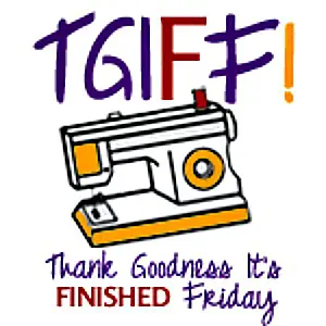 Sewing machine with "Finished Friday" slogan