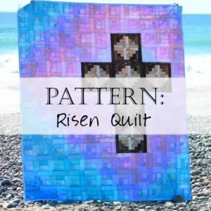 Purple blue patchwork quilt with cross