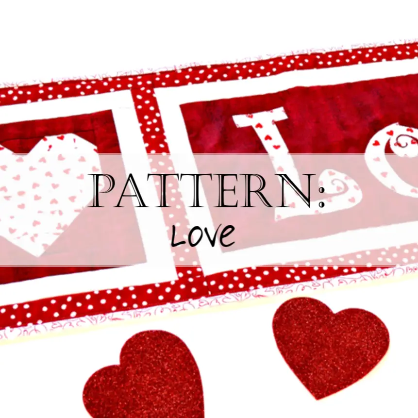 Red hearts and "Love" patterned banner