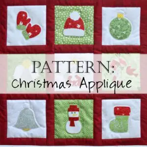 Red and green Christmas applique quilt squares