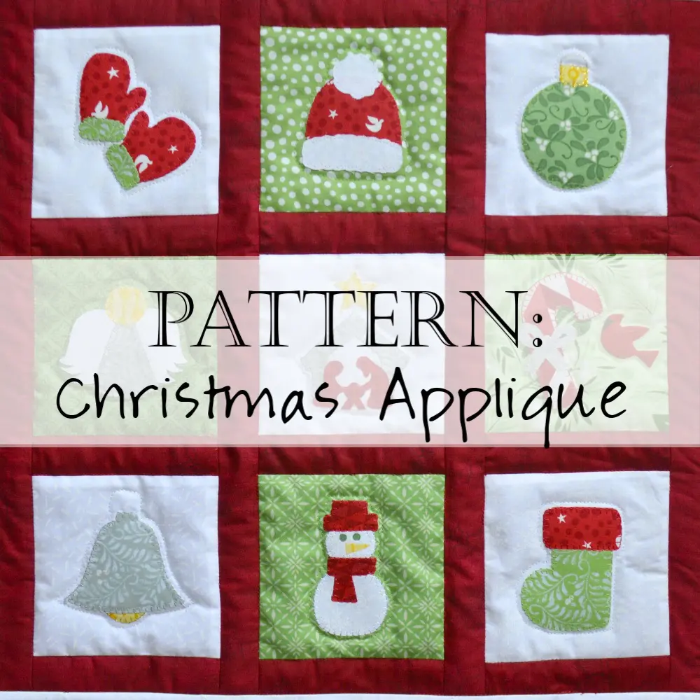 Red and green Christmas applique quilt squares