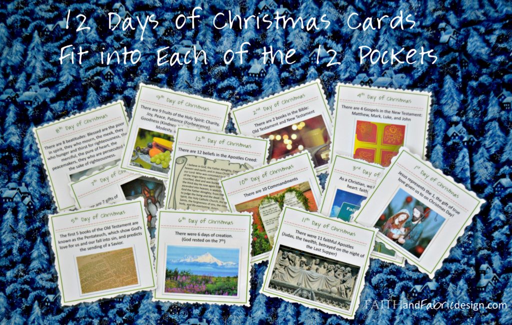 12 Days of Christmas Quilt - Detail of Cards for Each Day