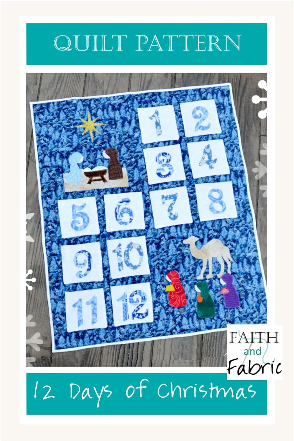 This interactive quilt creates twelve pockets, ready to be filled with sweet treats during the 12 Days of Christmas! Created by Faith and Fabric.