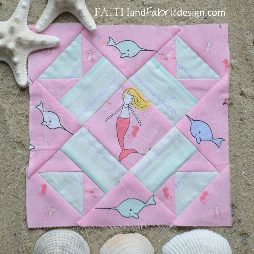 Under the Sea Quilt Block Mrs Brown by Faith and Fabric