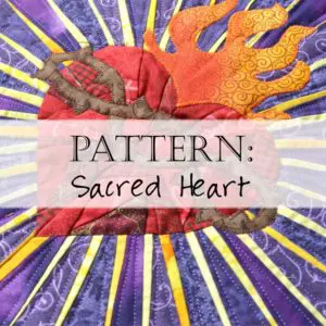 Quilted sacred heart pattern with flames