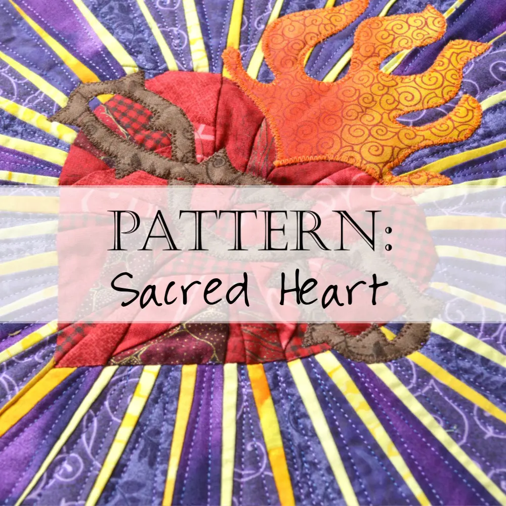 Quilted sacred heart pattern with flames