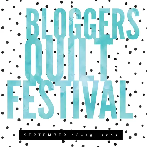 Bloggers Quilt Festival teal text with polka dots