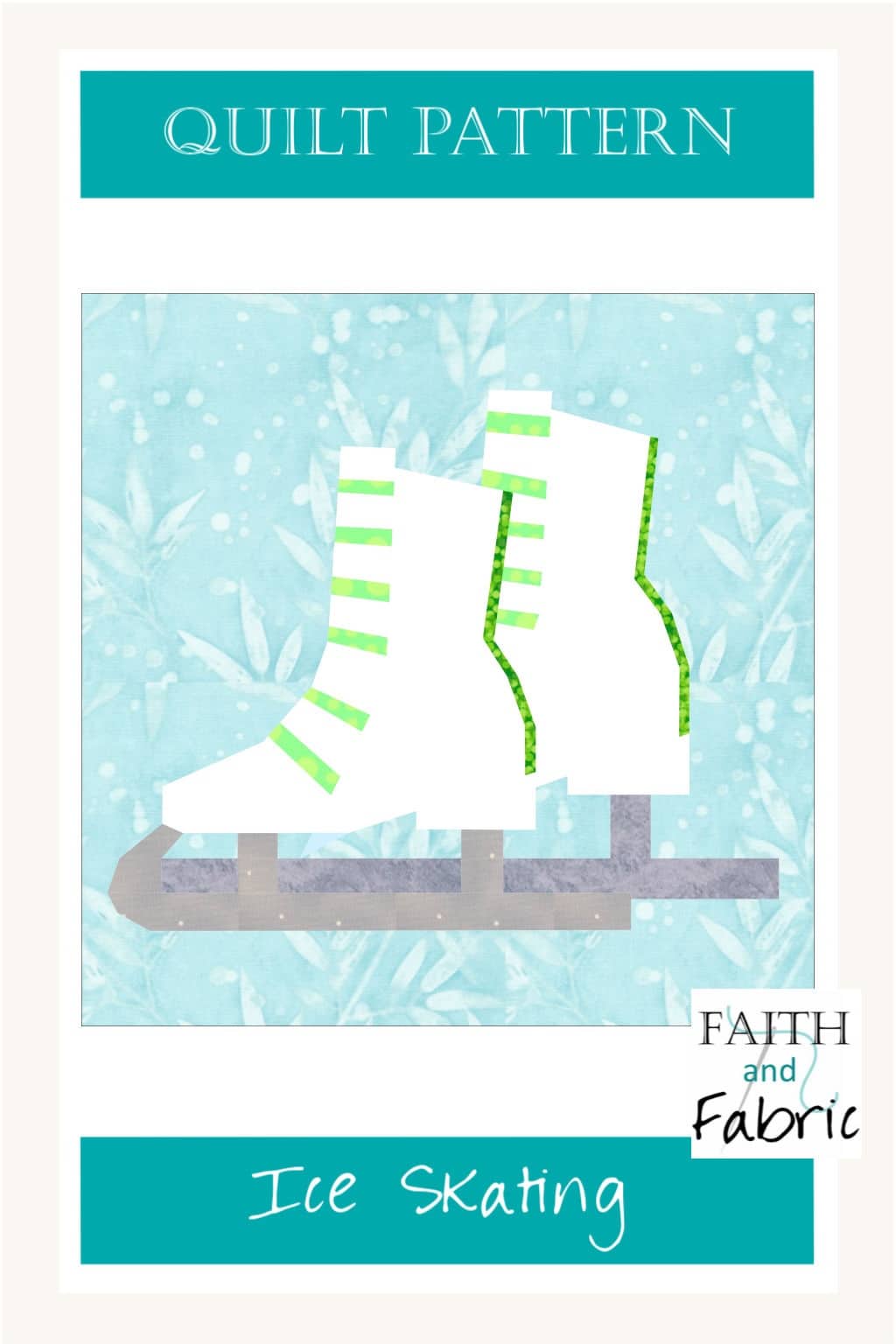 This quilt is ready for winter! With ice skates made either for the ice rink or for a game of ice hockey, your colors will transform them to whatever you like! Created by Faith and Fabric