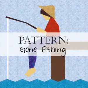 Stylized person fishing illustration with text