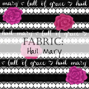 Black and white striped fabric with pink roses