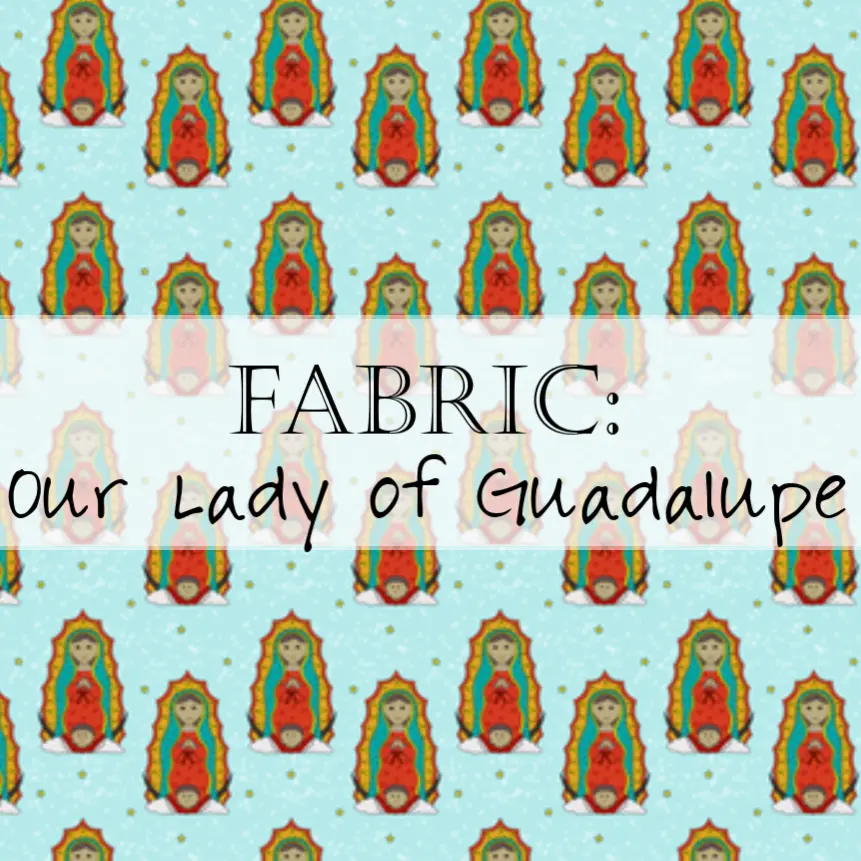 Repeating Our Lady of Guadalupe fabric pattern