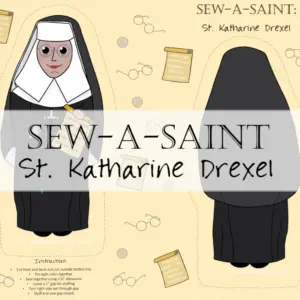 Nun sewing pattern paper doll with accessories