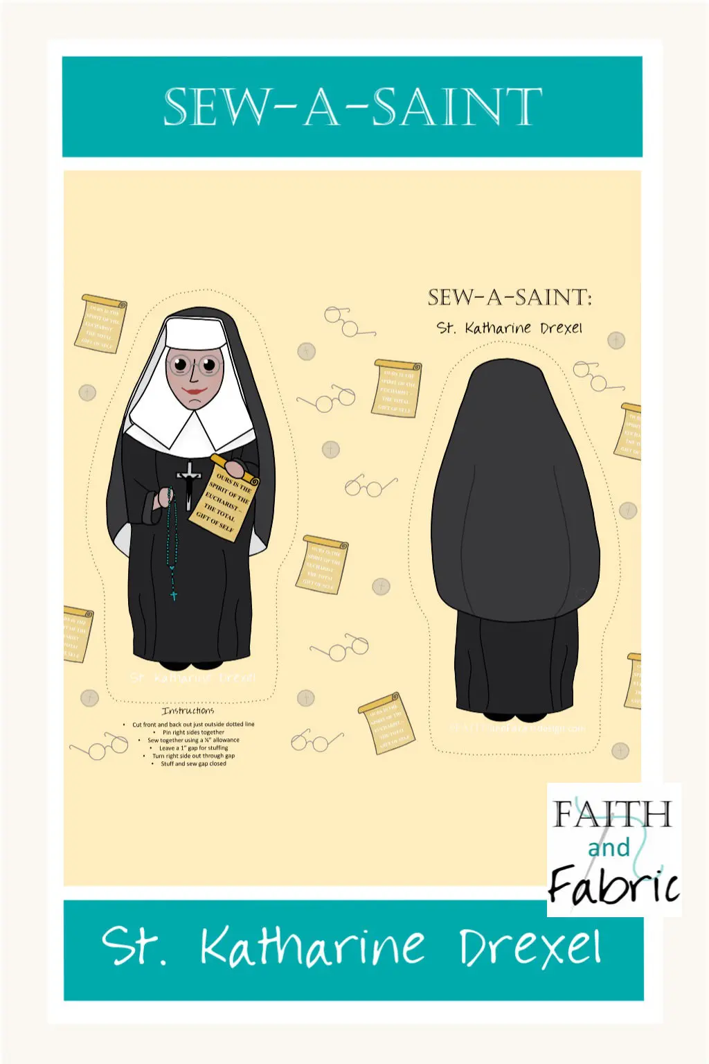 Saint Katharine Drexel paper doll pattern