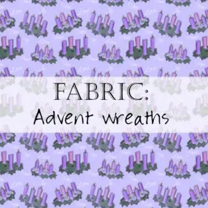 Repeating purple Advent wreath fabric pattern