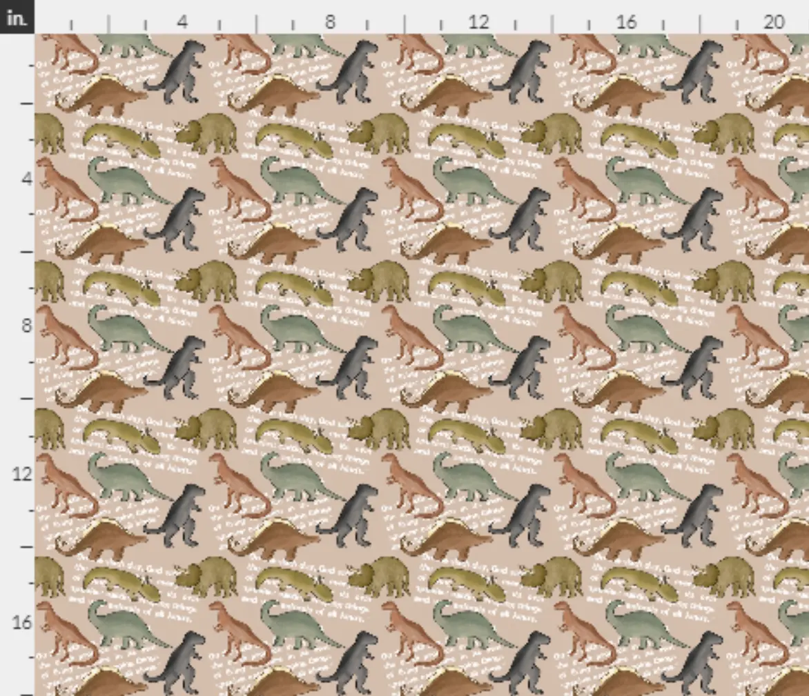 Repeating pastel dinosaur pattern on beige background