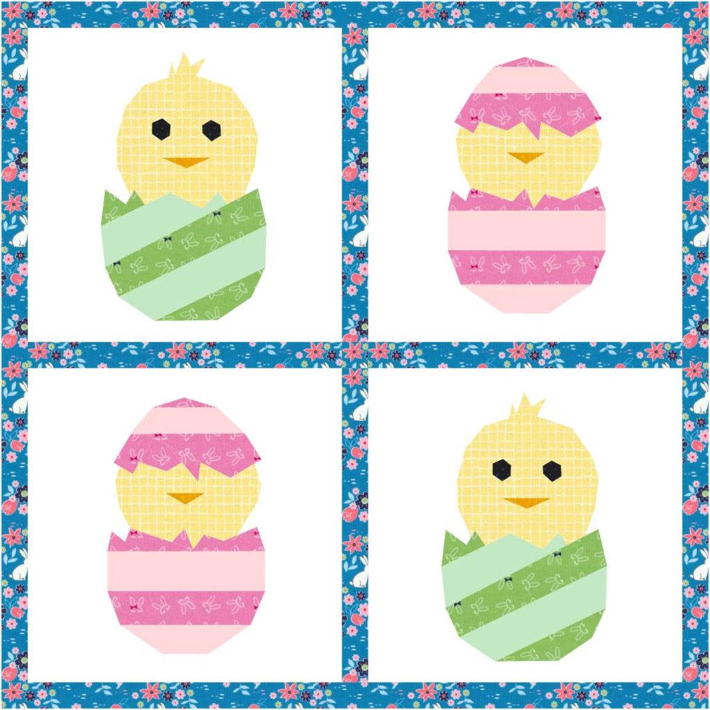 This Easter quilt pattern is an easy way to share the fun of eggs and chicks with pops of spring color!