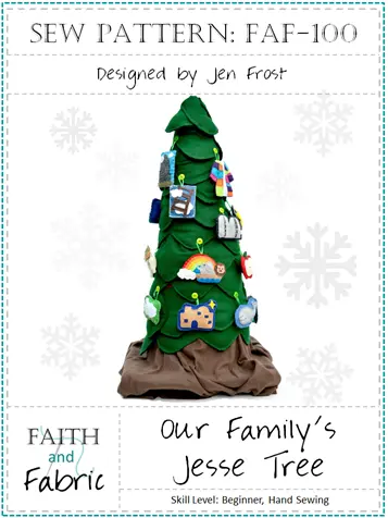 Fabric Jesse tree with felt ornaments