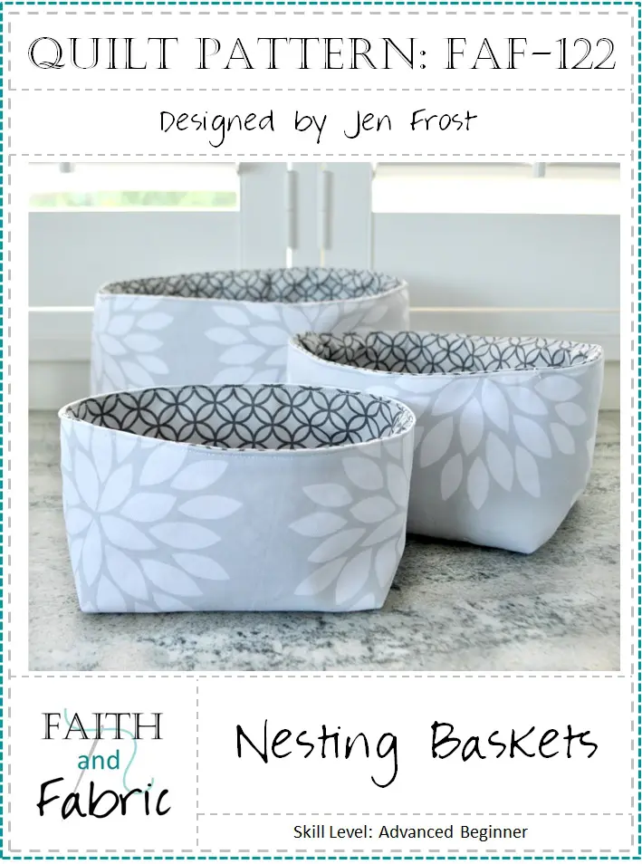 Set of three gray fabric nesting baskets