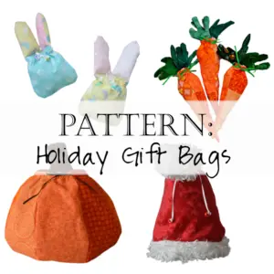 Assorted handmade holiday fabric gift bags