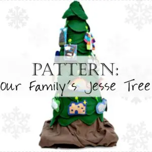 Green felt Jesse tree with fabric ornaments