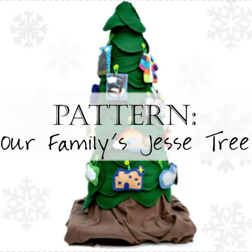 Green felt Jesse tree with fabric ornaments