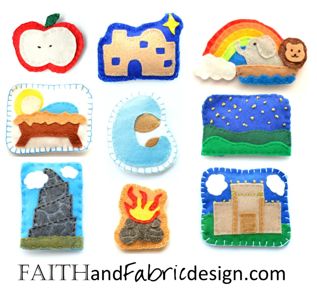 Colorful felt Bible story craft pieces