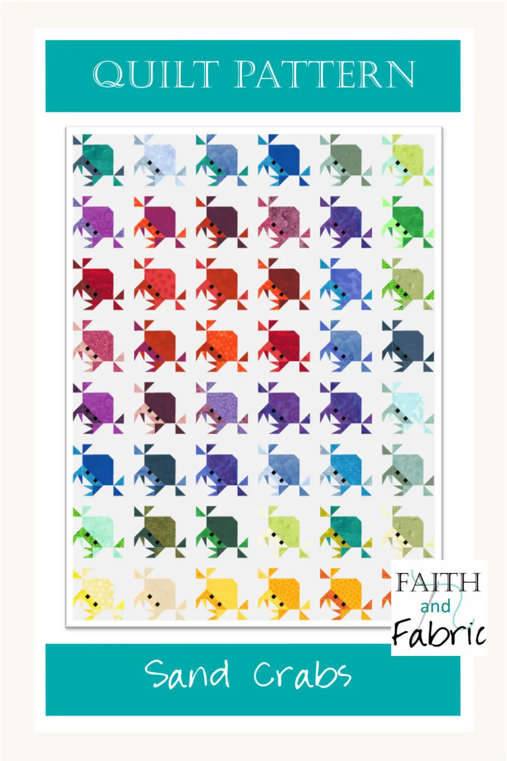 Multicolored sand crab quilt pattern