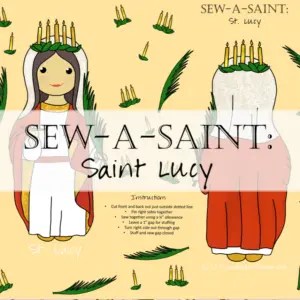 Saint Lucy sewing pattern illustration with candle crown