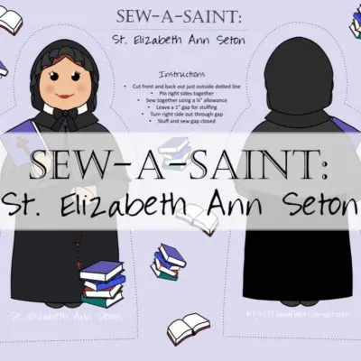 Sewing pattern of cartoon nun with books