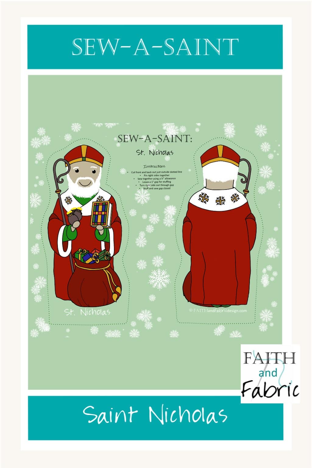 Sew a soft plush doll of your favorite saint: Saint Nicholas (St. Nick)! Perfect project for beginners. 