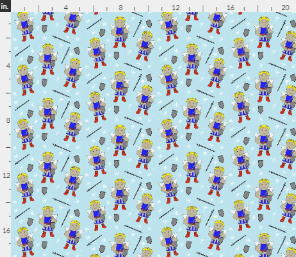 Repeating cartoon Viking boy fabric pattern