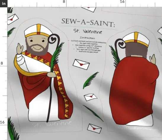 Sew-a-Saint St. Valentine fabric panel