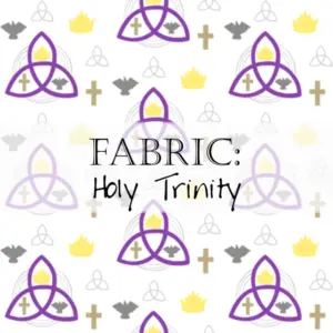 Holy Trinity fabric pattern with crosses and doves