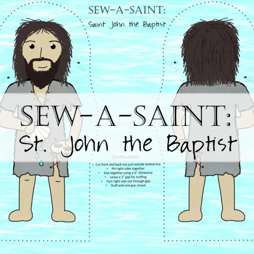 Cartoon sewing pattern of Saint John the Baptist