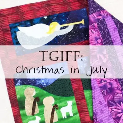 Christmas quilt panel with angel and sheep