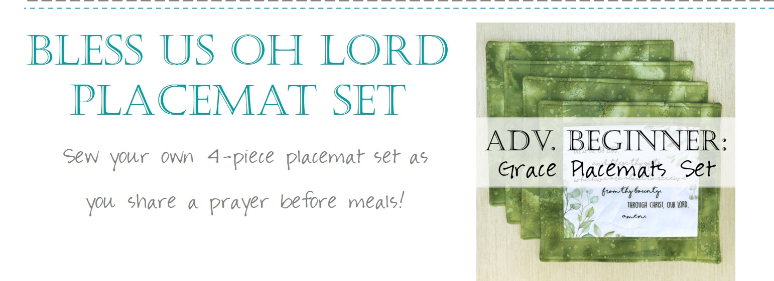 Christian Placemats Fabric Panel Bless Us Oh Lord Grace 0