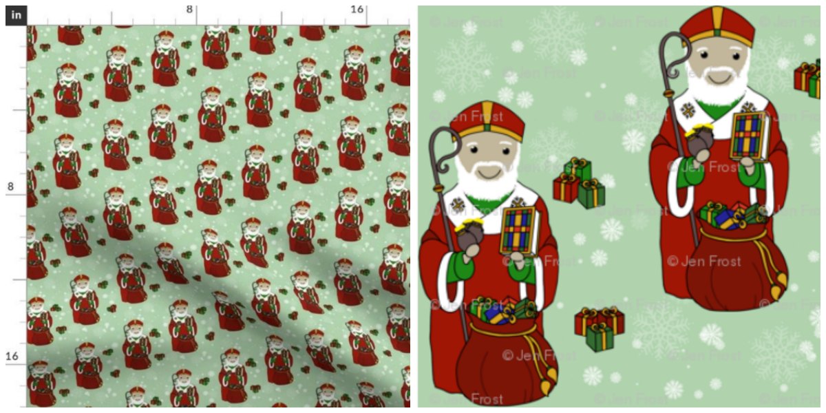 Create a beautiful Christmas sewing project with this St. Nick / Saint Nicholas fabric!