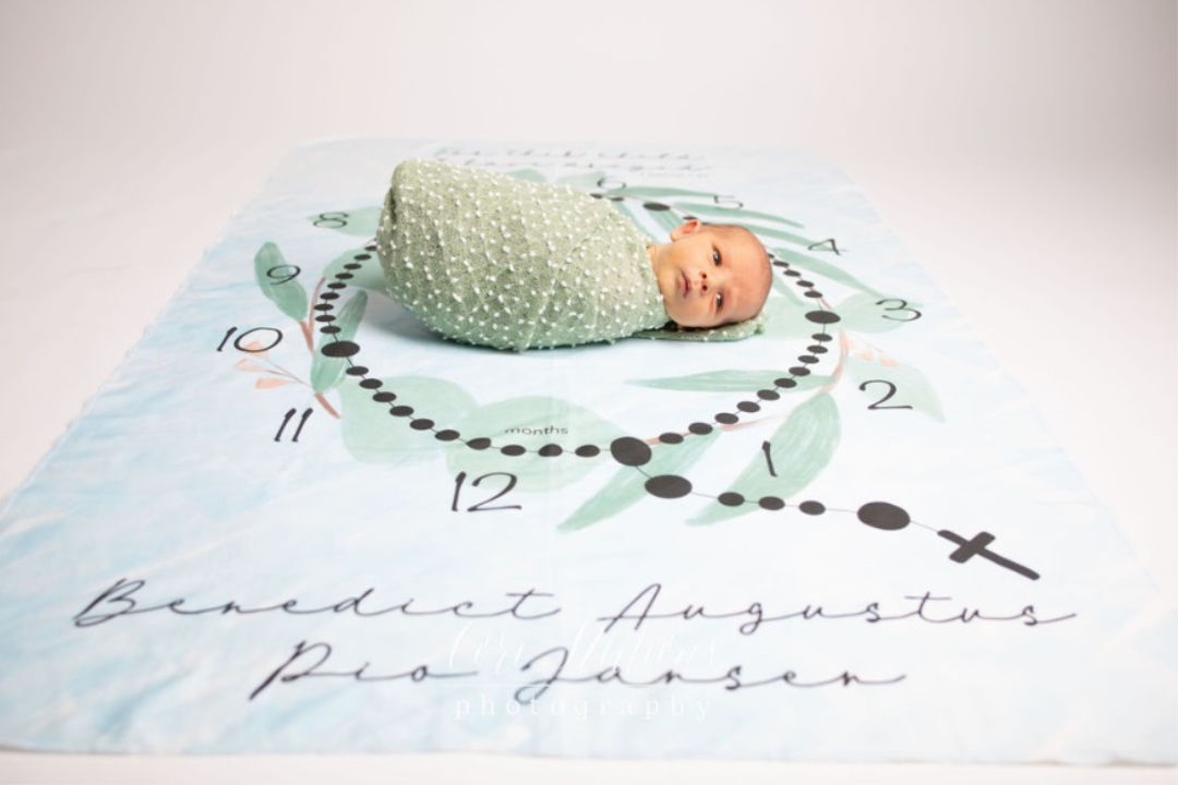 Catholic Rosary Milestone Baby Blanket 7