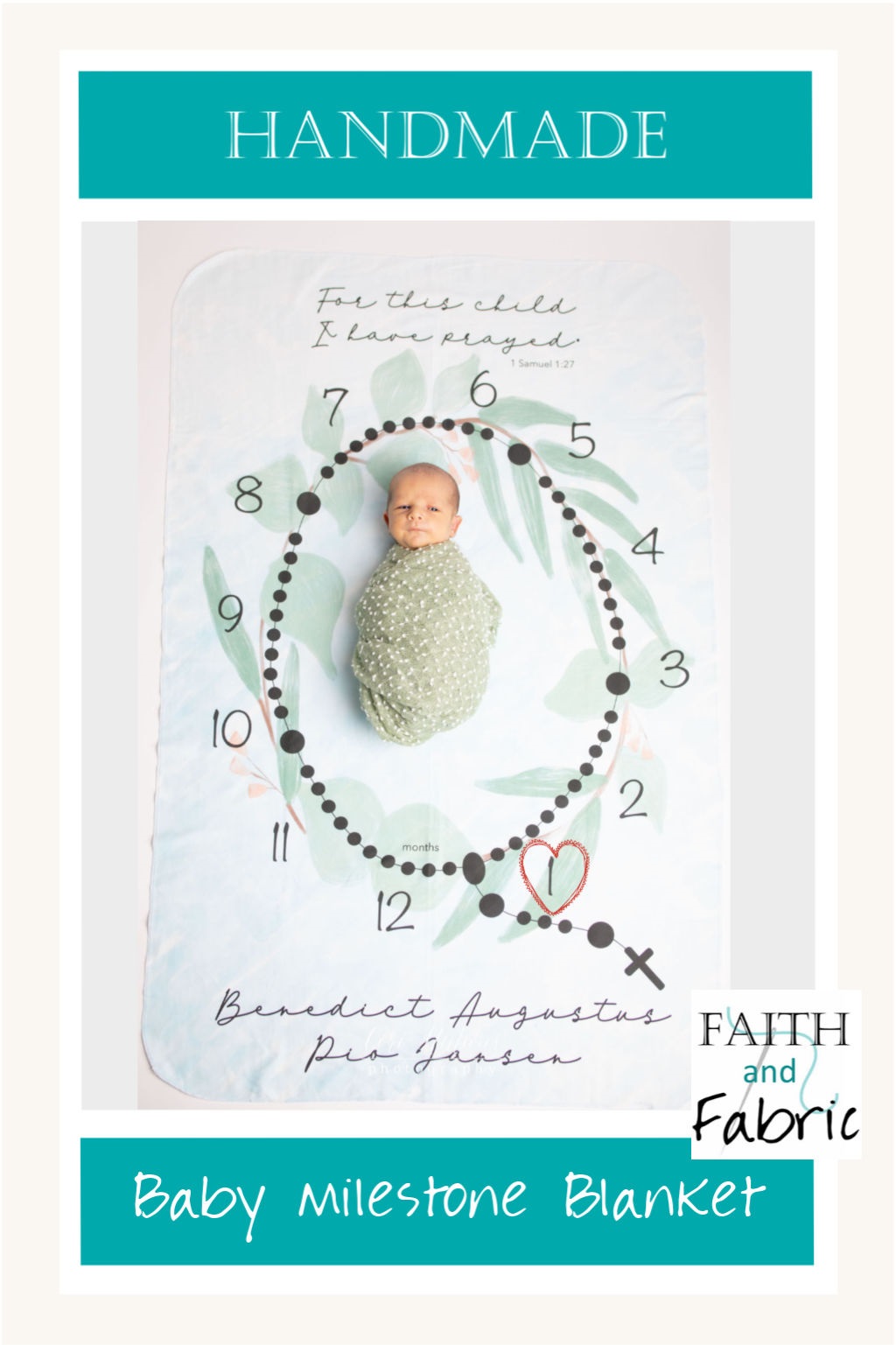 Catholic Rosary Milestone Baby Blanket 