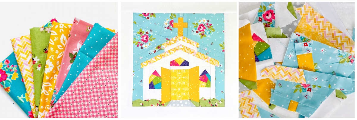 Open Door Chapel Quilt Block Pattern Collage